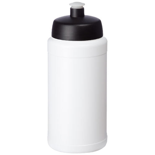 Weiße, recycelte Sportflasche aus Kunststoff, individuell bedruckbar, 500 ml, Signalshop.de Werbeartikel, Werbegeschenke.
