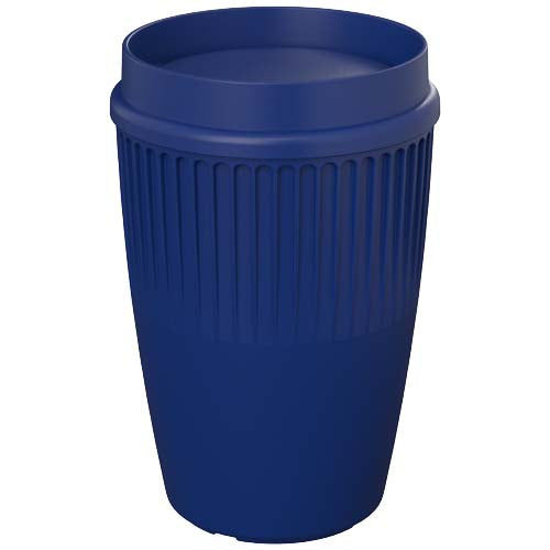 Blauer Cirrus 350 ml Becher mit 360°-Deckel, individuell gestaltbar, ideal für Werbeartikel bei Signalshop.de.