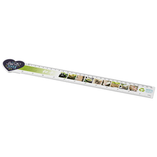 Herzförmiges 30 cm Lineal aus Recycling-Kunststoff, individuell bedruckt, Signalshop.de Werbeartikel, nachhaltig