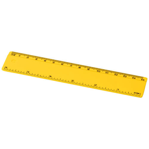 Refari 15 cm Lineal aus recyceltem Kunststoff, gelb, individuell bedruckbar, nachhaltig, Signalshop.de Werbeartikel