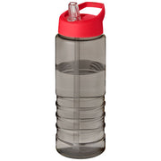 Transparente Sportflasche 750 ml mit rotem Deckel aus recyceltem Material, individuell bedruckbar bei Signalshop.de, Werbeartikel.