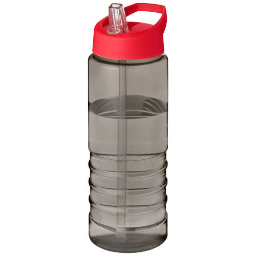 Transparente Sportflasche 750 ml mit rotem Deckel aus recyceltem Material, individuell bedruckbar bei Signalshop.de, Werbeartikel.