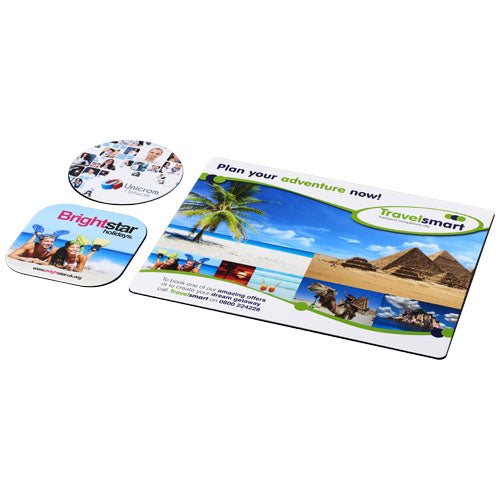 Brite-Mat® Mauspad- und Untersetzer-Set in quadratischer Form, individuell mit Logo bedruckbar, von Signalshop.de, Werbeartikel, Werbegeschenke, Werbemittel, Giveaway.