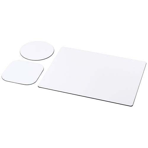 Brite-Mat® quadratisches Mauspad- und Untersetzer-Set aus recyceltem Material, individuell bedruckbar, Signalshop.de Werbeartikel