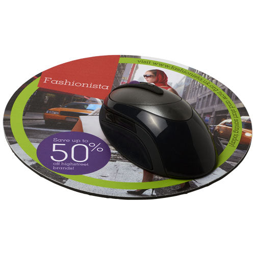 Rundes Q-Mat® Mauspad mit individuellem Druck, ideal für Werbeartikel von Signalshop.de, FSC-zertifiziert.
