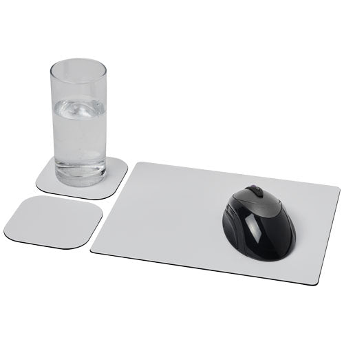 Brite-Mat Mousepad- und Untersetzer-Set, quadratisch, recycelt, individuell bedruckbar bei Signalshop.de; Werbeartikel, Werbegeschenke, Werbemittel, Giveaway.