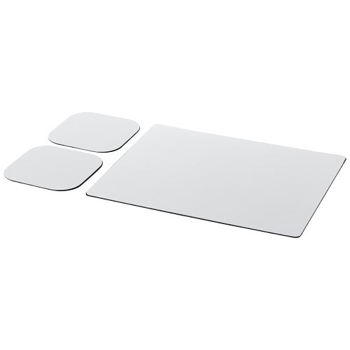 Brite-Mat® Mousepad- und Untersetzer-Set, quadratisch, weiß, individuell bedruckbar, Signalshop.de Werbeartikel