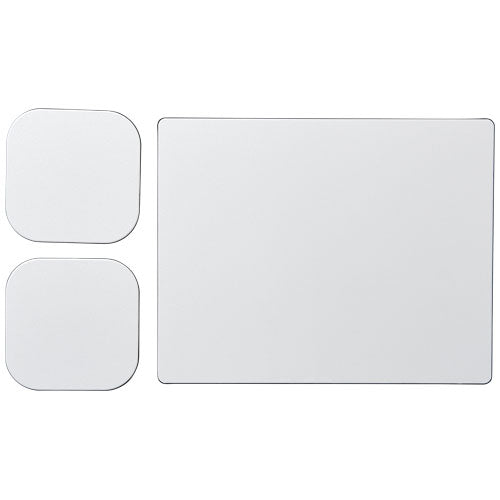 Brite-Mat Mousepad- und Untersetzer-Set, quadratisch, recyceltes Material, individuell bedruckbar, Signalshop.de Werbeartikel