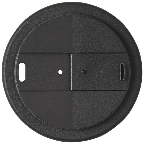 Schwarzer Americano® 350 ml Isolierbecherdeckel mit auslaufsicherem Schraubverschluss von Signalshop.de, Werbeartikel.