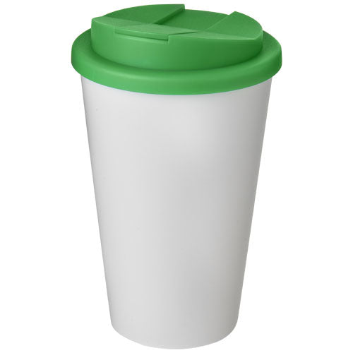 Weißer Americano® 350 ml Isolierbecher mit grünem Deckel, auslaufsicher, individuell bedruckbar, Signalshop.de Werbeartikel