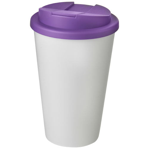 Americano® 350 ml Isolierbecher, weiß mit lila Deckel, auslaufsicher, individuell bedruckbar, Werbeartikel bei Signalshop.de