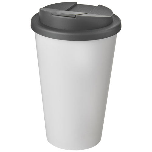Weißer Americano® 350 ml Isolierbecher mit grauem Schraubverschluss, individuell bedruckbar, von Signalshop.de, Werbeartikel.