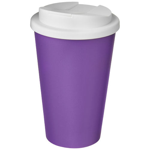 Lila Americano® 350 ml Isolierbecher aus Kunststoff mit weißem Deckel, individuell bedruckbar, Signalshop.de Werbeartikel.