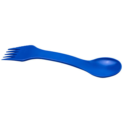 Blauer Epsy 3-in-1 Gabel-Löffel-Messer, individuell bedruckbar, ideal für Camping. Signalshop.de Werbeartikel.