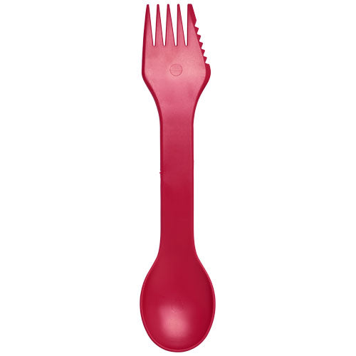 Roter Epsy 3-in-1 Löffel-Gabel-Messer, individuell mit Logo bedruckbar, von Signalshop.de, ideal für Werbeartikel.