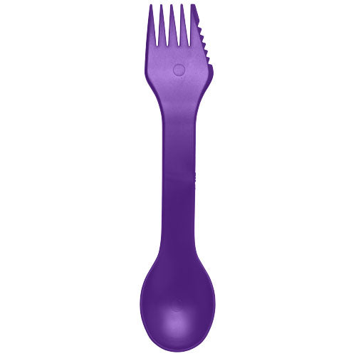 Lila Epsy 3-in-1 Gabel-Löffel-Messer aus Kunststoff, ideal für Outdoor, individuell mit Logo gestaltbar, Signalshop.de Werbeartikel.