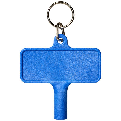 Blauer Kunststoff Heizkörperschlüssel mit Schlüsselring, individuell gestaltbar, von Signalshop.de, Werbeartikel.