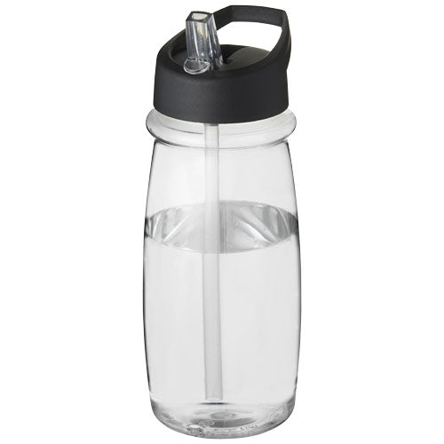 Transparente H2O Active® Pulse 600 ml Sportflasche mit schwarzem Ausgussdeckel, individuell bedruckbar bei Signalshop.de, Werbeartikel.