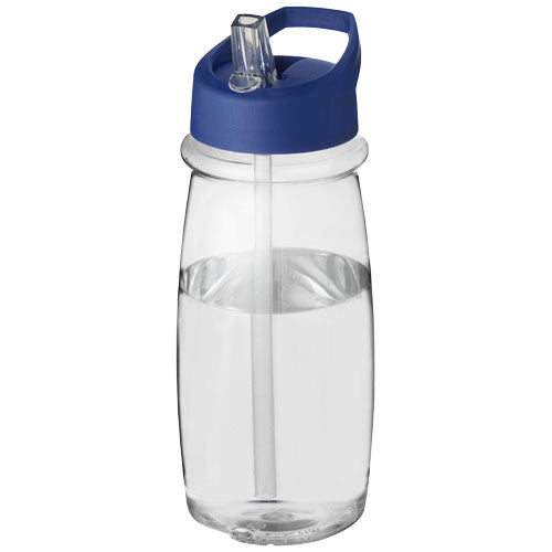 Transparente Sportflasche H2O Active® 600 ml mit blauem Deckel, individuell mit Logo bei Signalshop.de bedruckbar. Werbeartikel, Werbegeschenke, Werbemittel, Giveaway.