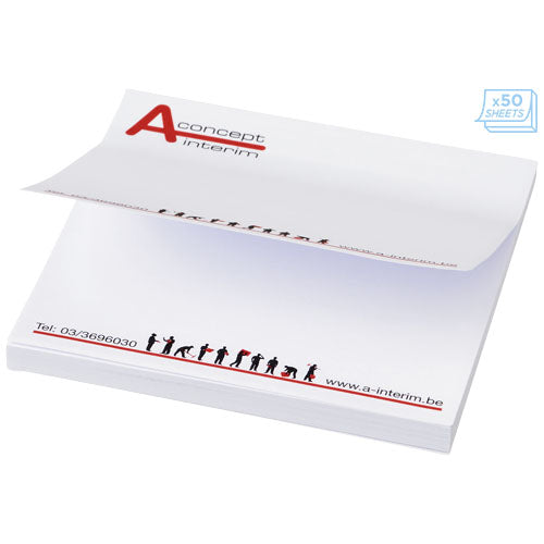 Sticky-Mate Haftnotizen 75x75 mm, weiß, individuell bedruckt, ideal als Werbemittel oder Giveaway bei Signalshop.de.