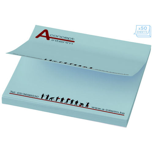 Sticky-Mate® Haftnotizen 75x75 mm in Blau mit individuellem Logo, ideal als Werbeartikel bei Signalshop.de.