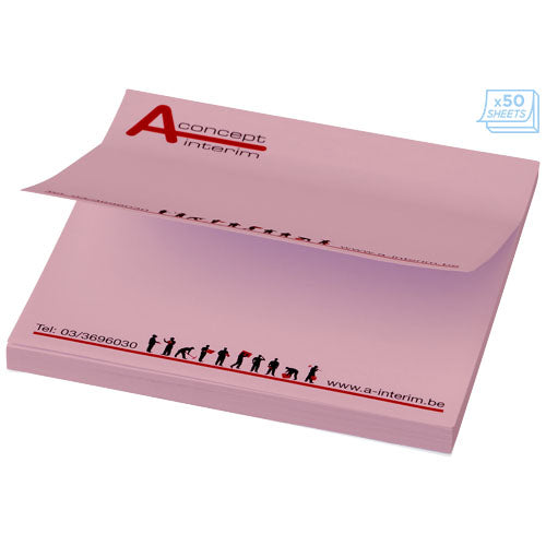 Sticky-Mate Haftnotizen 75x75 mm, rosa mit Logo bedruckt, individuell gestaltbar, Signalshop.de Werbeartikel.