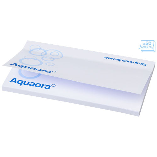 Weiße Sticky-Mate® Haftnotizen 127 x 75 mm mit Logo, individuell bedruckbar von Signalshop.de, ideal als Werbeartikel.