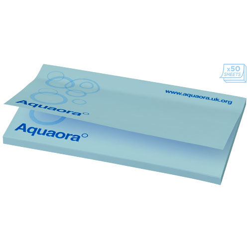 Blaue Sticky-Mate® Haftnotizen 127x75mm, individuell bedruckt, Signalshop.de Werbeartikel, FSC-zertifiziert.