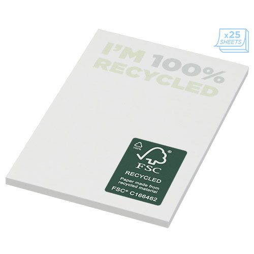 Recycelte Sticky-Mate Haftnotizen 50x75mm, weiß mit FSC-Logo, individuell bedruckbar, Signalshop.de Werbeartikel.