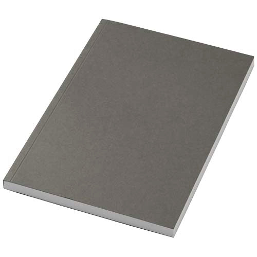 Graues A5 Softcover Notizbuch mit 100 Blatt, individuell gestaltbar mit Logo, von Signalshop.de. Werbeartikel.