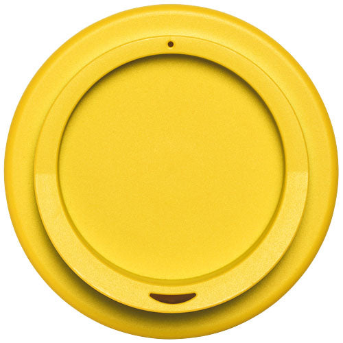 Gelber Americano® 350 ml Isolierbecherdeckel, individuell mit Logo bedruckbar, Signalshop.de Werbeartikel.