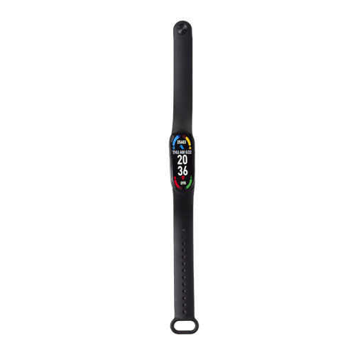 Schwarzes Prixton AT410 Smartband mit Display, individuell gestaltbar, ideal fcr Signalshop.de Werbeartikel.