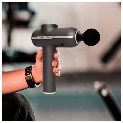 Prixton MGF80 Synergy Massagepistole in Schwarz, individuell mit Logo gestaltbar, bei Signalshop.de Werbeartikel