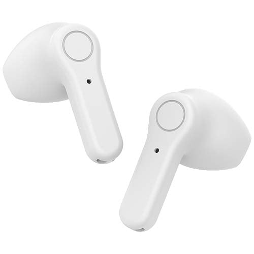 Weiße Prixton TWS155 Bluetooth Ohrhörer, individuell bedruckbar, erhältlich bei Signalshop.de als Werbegeschenk.