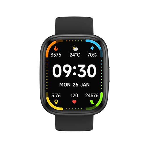 Prixton Alexa SWB29 Smartwatch mit schwarzem Armband, Signalshop.de Werbeartikel, individuell gestaltbar.