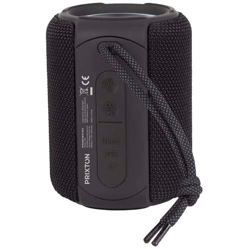 Prixton Beat Box Lautsprecher, schwarz, Bluetooth, zylindrisch, IPX5, individuell gestaltbar, Signalshop.de Werbeartikel.