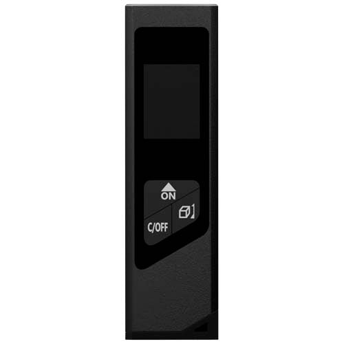 Schwarzer SCX.design T05 Laser-Entfernungsmesser mit Druckfläche für Logos, erhältlich bei Signalshop.de. Werbeartikel, Werbegeschenke, Werbemittel, Giveaway.