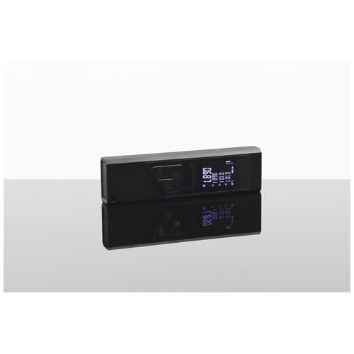 SCX.design T05 Mini-Laser-Entfernungsmesser in Schwarz, individuell mit Logo bedruckbar, Signalshop.de Werbeartikel.