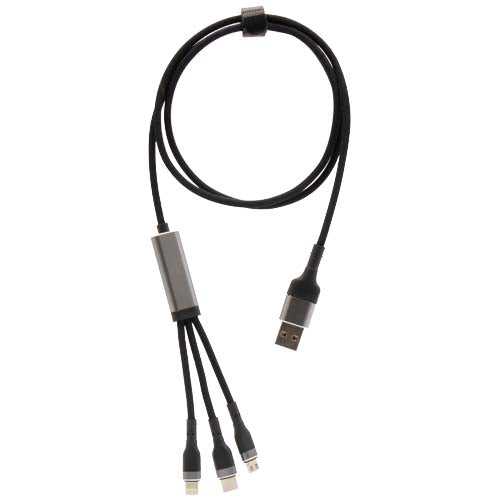 SCX.design C53 100W Ladekabel aus rPET, schwarz, mit USB-Anschlüssen, individuell gestaltbar, Signalshop.de Werbeartikel