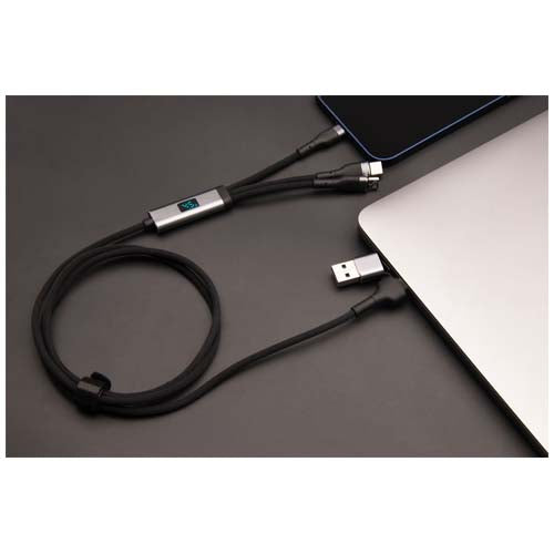 SCX.design C53 100W Ladekabel aus rPET, schwarz, individuell mit Logo gestaltbar, Signalshop.de Werbeartikel.