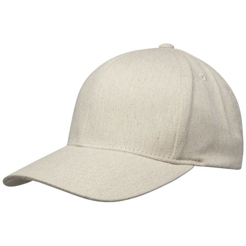 Beige recycelte Kappe aus 6 Segmenten, nachhaltig, individuell mit Logo bedruckbar, Signalshop.de Werbeartikel.