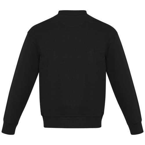 Schwarzer Unisex Pullover aus recyceltem Material, individuell bedruckbar, Signalshop.de Werbeartikel.