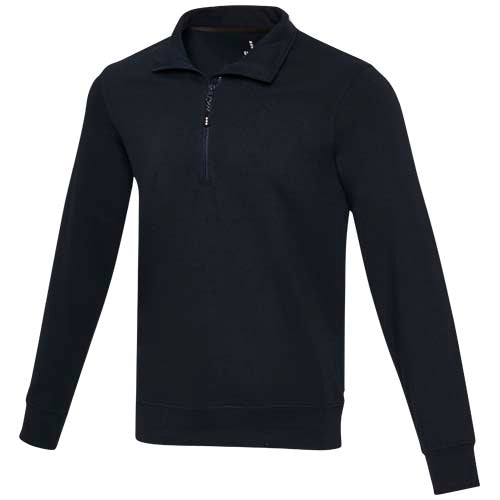 Schwarzer Tin Aware™ Pullover mit Half-Zip aus recyceltem Material, individuell gestaltbar, Signalshop.de Werbemittel.