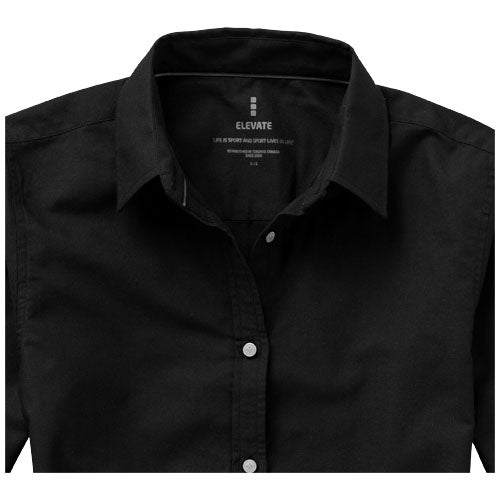 Schwarze Vaillant langärmlige Bluse mit Knöpfen, individuell gestaltbar mit Logo von Signalshop.de, Werbeartikel.