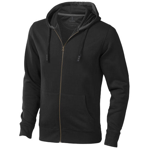 Schwarze Arora Kapuzensweatjacke für Herren mit Reißverschluss, individuell gestaltbar bei Signalshop.de, Werbeartikel.