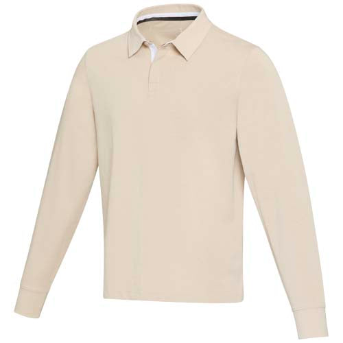 Beiges Clyde Rugby Polo Sweatshirt Unisex aus Bio-Material, individuell bedruckbar, Signalshop.de Werbeartikel.