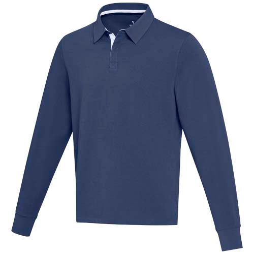Clyde Rugby Polo Sweatshirt Unisex in Blau, individuell bedruckbar, erhältlich bei Signalshop.de als Werbeartikel.