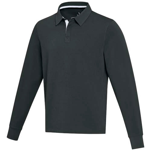 Clyde Rugby Polo Sweatshirt Unisex in Schwarz, individuell mit Logo gestaltbar, Signalshop.de Werbeartikel.