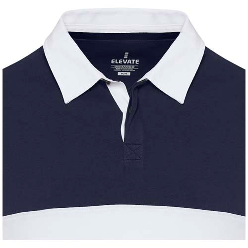 Clyde Rugby Polo Sweatshirt Unisex in Blau-Weiß, bio, individuell bedruckbar, Signalshop.de Werbeartikel.