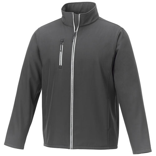 Orion Softshelljacke für Herren in Grau, dehnbar, individuell mit Logo bedruckt, bei Signalshop.de erhältlich.